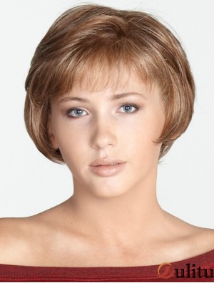 Straight Bobs Perruques synthétiques de mode blonde de 8 pouces