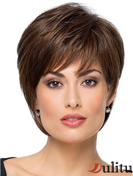 Convient 8  inchStraight Brown avec Bangs perruques courtes