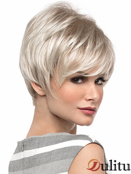 Populaire 8  inchdroite blonde avec frange perruques courtes