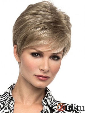 Perruques courtes droites blondes abordables de 6 po