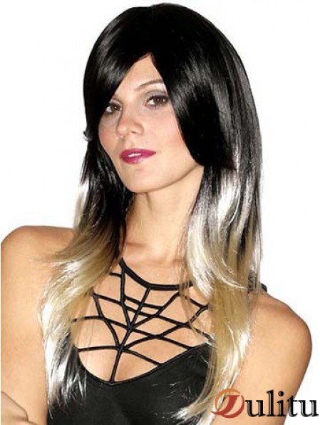 Style droit 20 pouces Ombre / 2 tons avec frange longues perruques