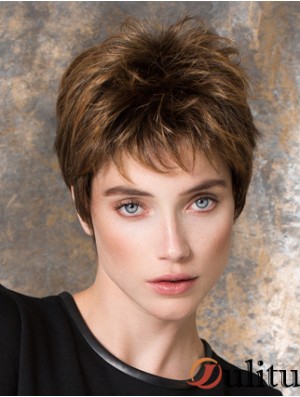 Boycuts synthétiques bruns droits 4 pouces perruques courtes pour femmes