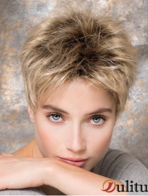 Boycuts synthétiques blonds de 4 pouces cheveux courts raides