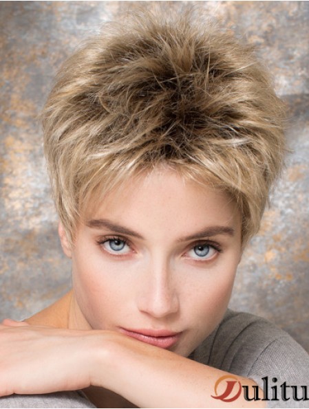 Boycuts synthétiques blonds de 4 pouces cheveux courts raides
