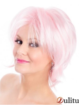 Perruque capless rose droite 8 pouces Bobs Fashion