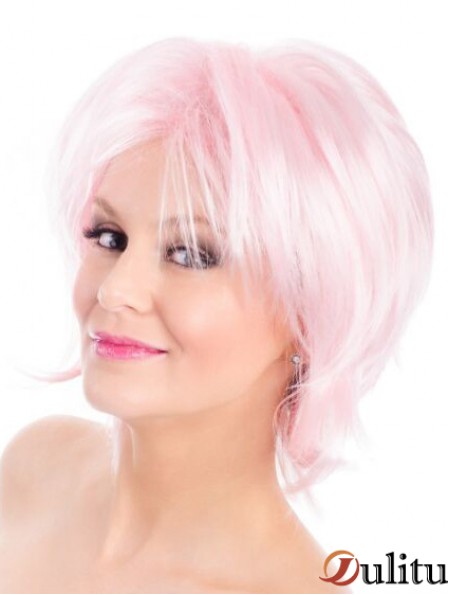 Perruque capless rose droite 8 pouces Bobs Fashion