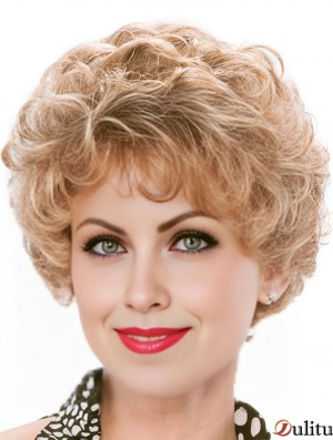 Pixie Blonde courte capless bouclés perruque classique pour femmes