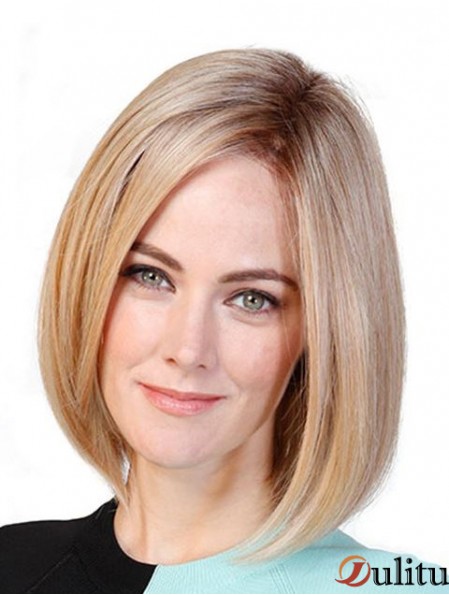 Straight Bobs Blonde 11  inchMonofilament Cancer Patient Wigs