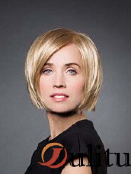 10  inchdroite blonde synthétique menton longueur perruque monofilament Bob