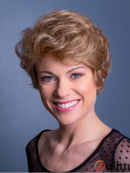 Synthétique ondulée blonde 8  inchcourt monofilament perruques classiques