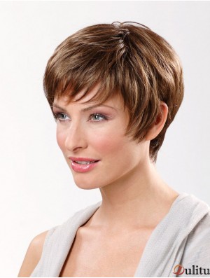 Marron Court Synthétique 8  inchDroite Boycuts Dentelle Frontale