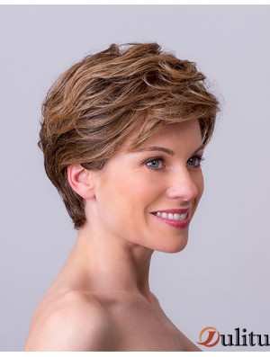 Auburn Layered Short 8  inchWavy Synthetic Wigs Monofilament