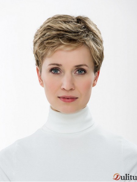 Synthétique Capless 4 pouces Boycuts Straight Blonde Short Hair Styles