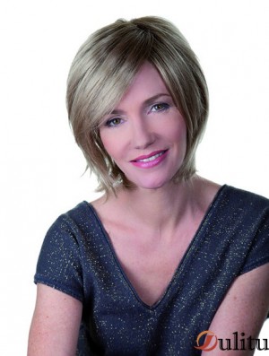 Blonde 10 pouces Bobs Straight Monofilament Synthetic Medium Hairstyles