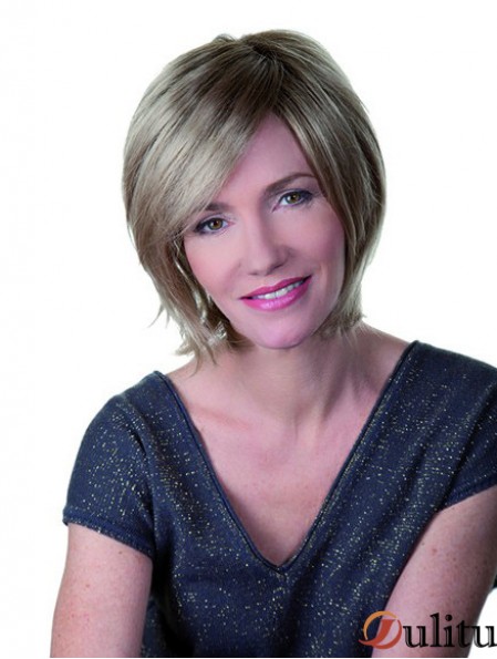 Blonde 10 pouces Bobs Straight Monofilament Synthetic Medium Hairstyles