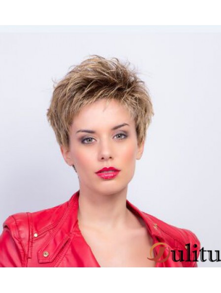 Perruque courte synthétique sans capuchon de 4 po Boycuts Auburn