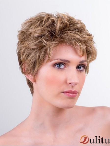 Monofilament synthétique 6  inchBoycuts Perruques courtes blondes ondulées pour femmes