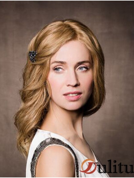 Monofilament synthétique 14  inchlongue ondulée blonde sans frange perruque Cancer
