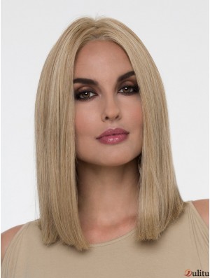 Perruque blonde droite sans frange 14 pouces monofilament Vente