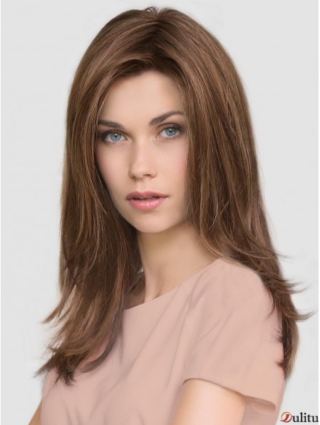 Perruques Mono Longues Layered Straight 16  inchBrunes