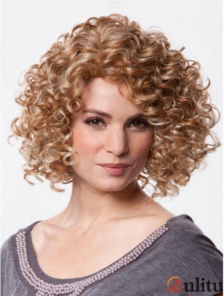 Couleur de brun de style bouclé de longueur de menton de perruque mono avec synthétique