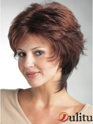 Perruque Avant de Lacet UK Longueur Courte Style Droit Couleur Auburn