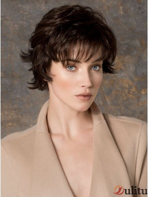 Avec frange courte Auburn Wavy Discount Petite perruques