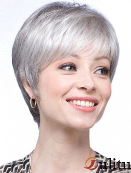 Perruques grises pour les femmes avec dentelle devant gris coupe courte longueur