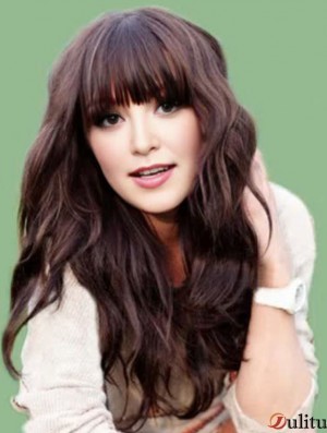 Cheveux longs Carly Rae Jepsen perruques longue couleur brune avec frange monofilament