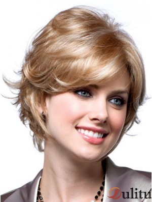 Perruques Monotop pas chères avec couleur blonde monofilament courte longueur