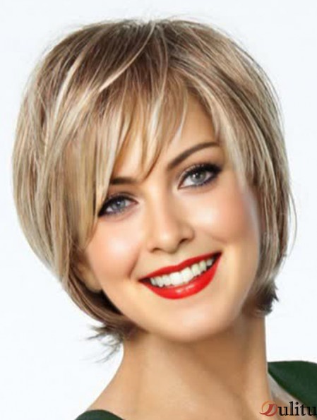 Perruques avant en dentelle à vendre avec une frange courte couleur blonde