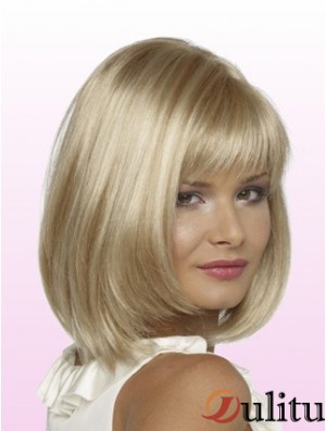 Bobs menton longueur blonde droite tendance petites perruques