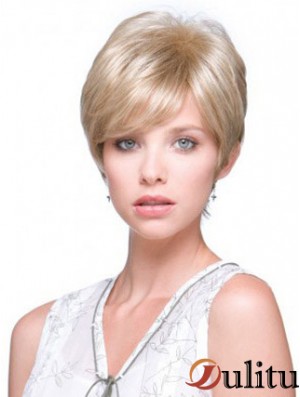 Perruques monofilament blondes courtes et droites incroyables