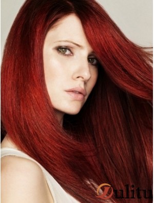 Coiffures Red Straight With Bangs Monofilament Long Wigs