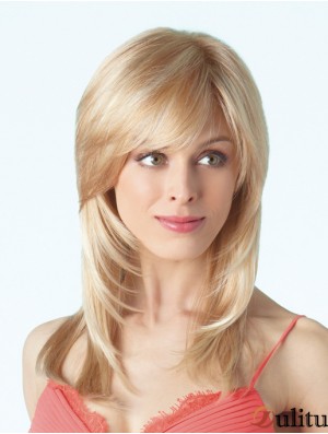 Durable Blonde Droite Avec Frange Monofilament Longues Perruques