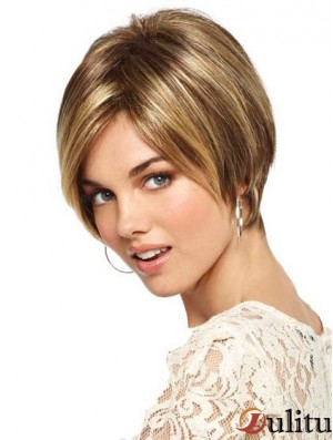 Perruques de Bob lisses blondes monofilament droites courtes