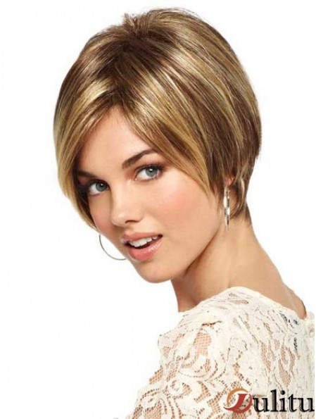 Perruques de Bob lisses blondes monofilament droites courtes