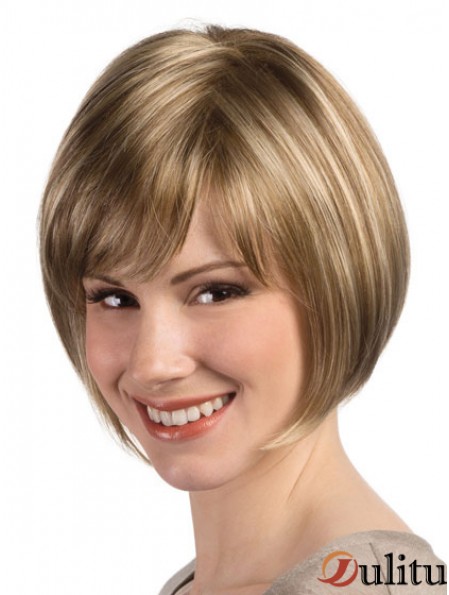 Perruque de coiffure Bob avec un style droit sans capuchon monofilament