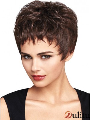 Perruques avant en dentelle ondulées naturelles Boycuts ondulées