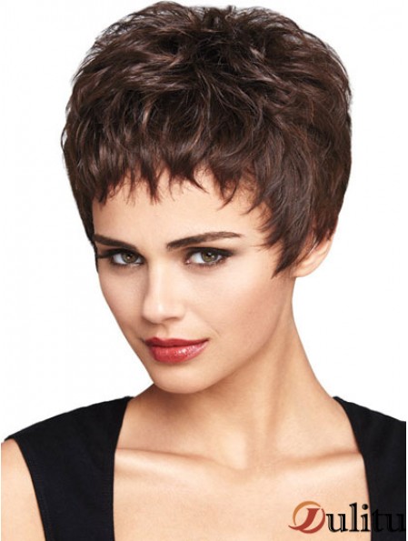 Perruques avant en dentelle ondulées naturelles Boycuts ondulées
