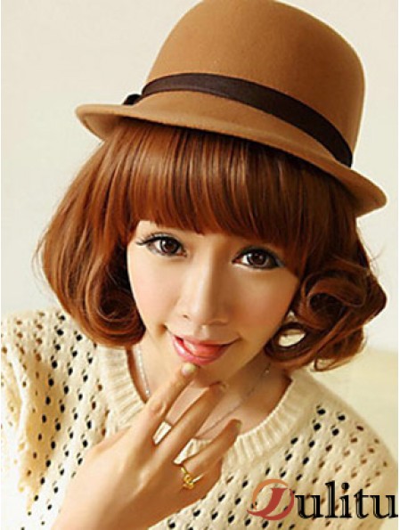 Longueur de menton avant en dentelle Wavy Auburn Perruques Bob abordables