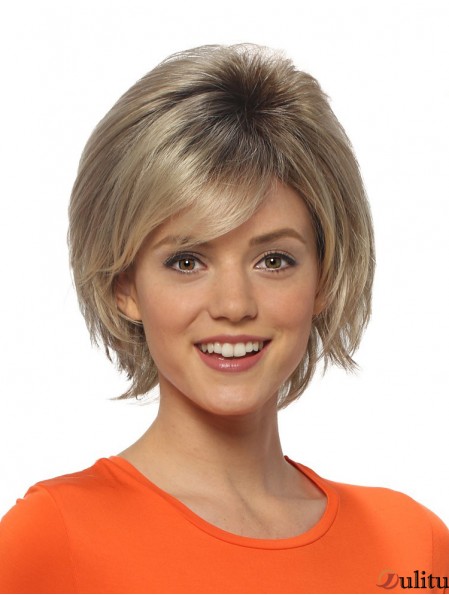 Perruque Bob de haute qualité droite de longueur de menton blonde 8  inchavant de dentelle