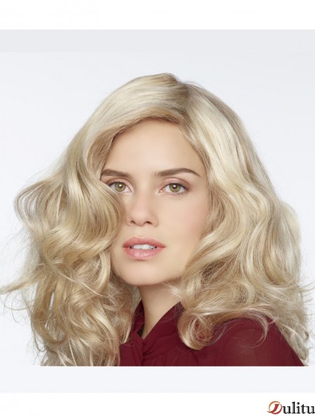 Perruques bouclées synthétiques blondes bouclées 100% attachées à la main