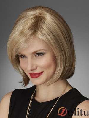 Perruques avant en dentelle blonde naturelle avec longueur de menton droite