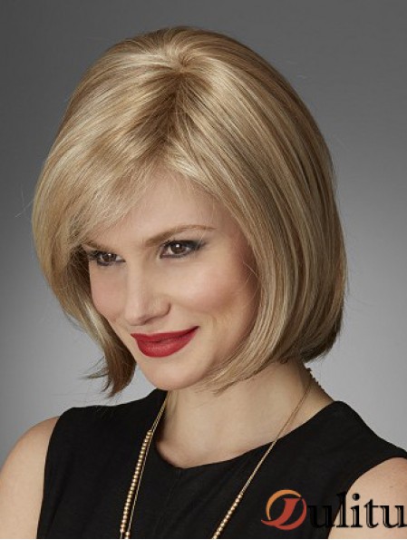 Perruques avant en dentelle blonde naturelle avec longueur de menton droite