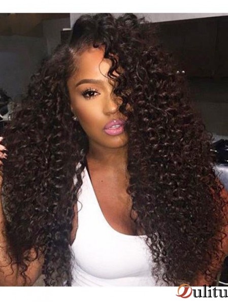 Cheveux bouclés remy 20  inchsans frange noir 360 perruques en dentelle
