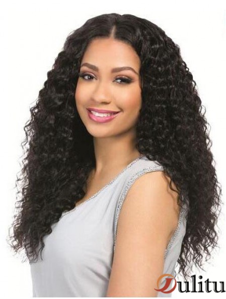 Bouclés Noir 18  inchSans Frange Perruques de Cheveux Humains Remy 360 Dentelle
