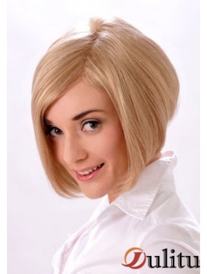 Perruques de Bob de style blond monofilament droit de longueur de menton