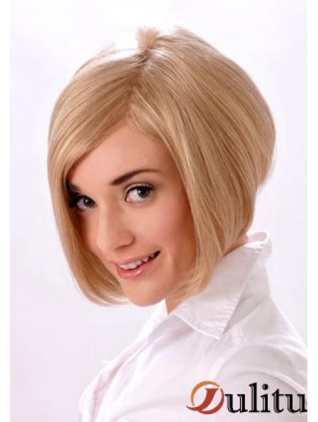 Perruques de Bob de style blond monofilament droit de longueur de menton