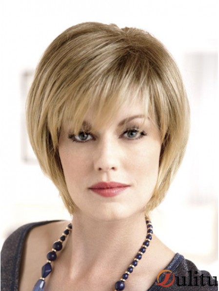 Perruques monofilament blondes lisses de 8 po